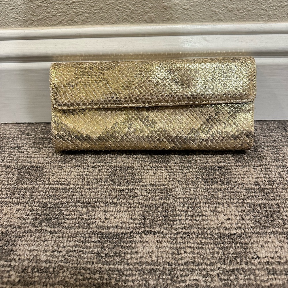 Lai Snake Skin Gold Clutch Bag